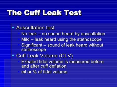 cuff leak test|Extubation Assessment in the ICU • LITFL • CCC。